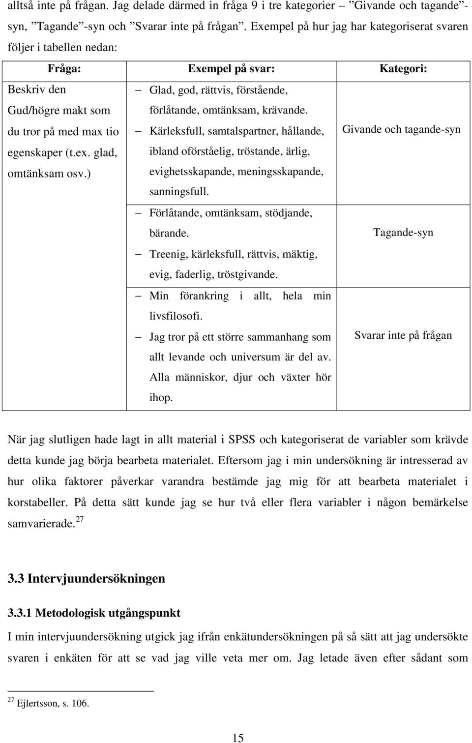 förlåtande, omtänksam, krävande. Kärleksfull, samtalspartner, hållande, Givande och tagande-syn egenskaper (t.ex. glad, omtänksam osv.