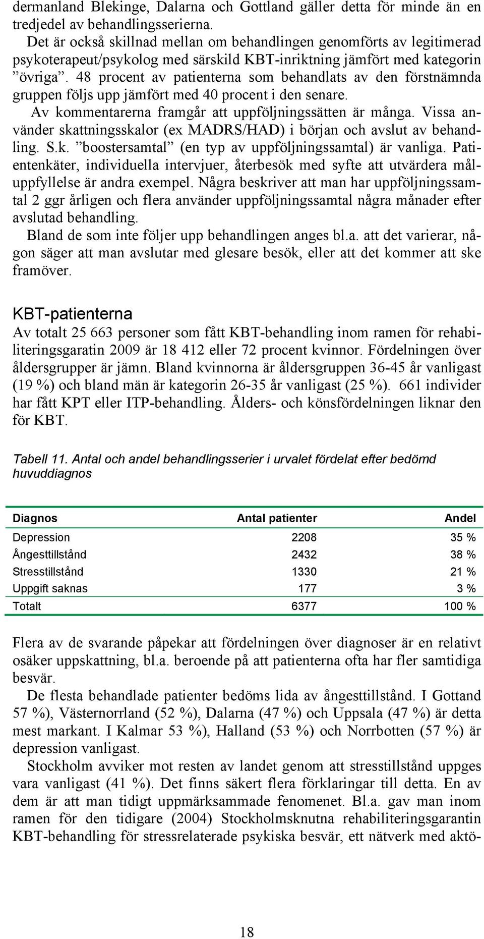 48 procent av patienterna som behandlats av den förstnämnda gruppen följs upp jämfört med 40 procent i den senare. Av kommentarerna framgår att uppföljningssätten är många.