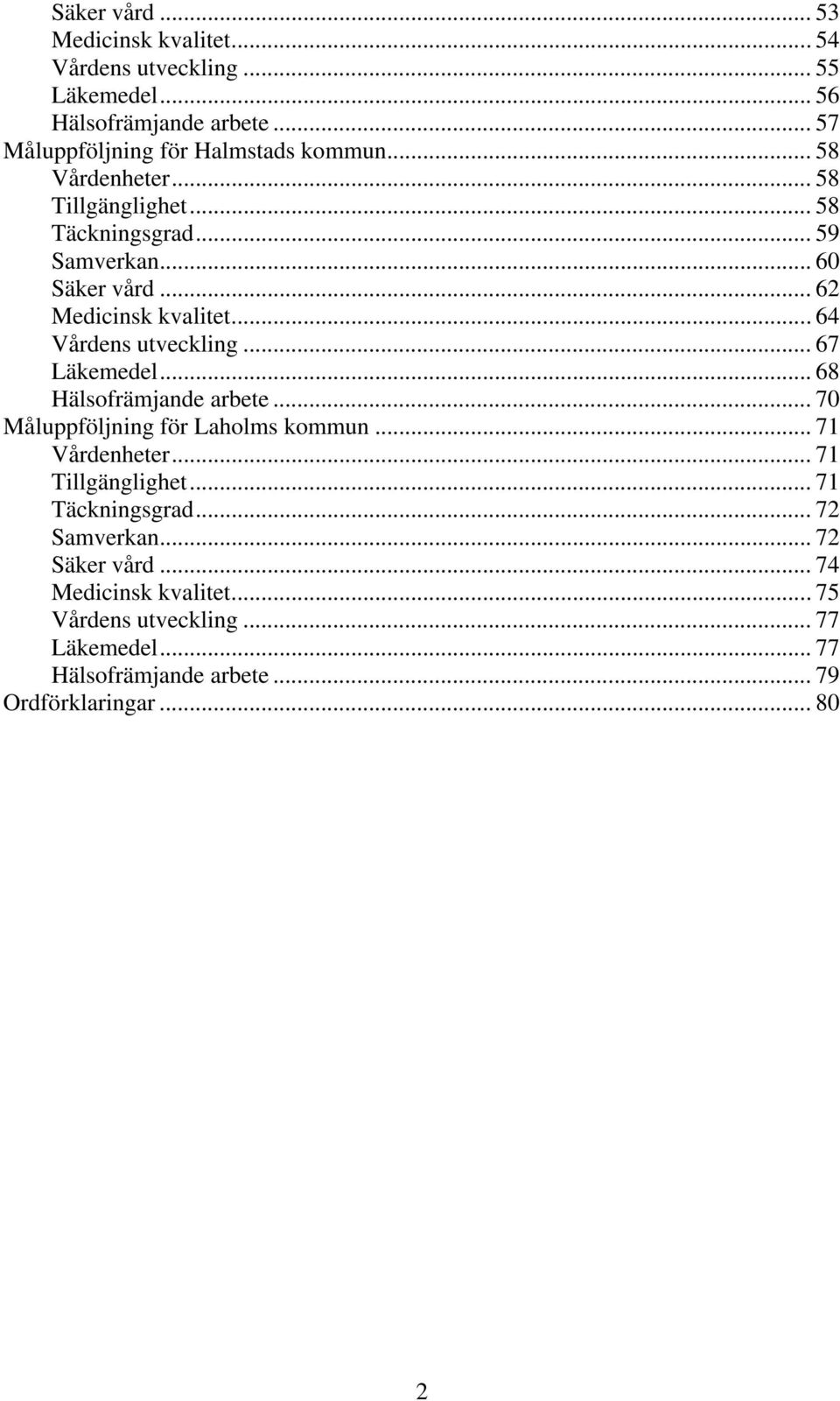 .. 67 Läkemedel... 68 Hälsofrämjande arbete... 70 Måluppföljning för Laholms kommun... 71 Vårdenheter... 71 Tillgänglighet... 71 Täckningsgrad.