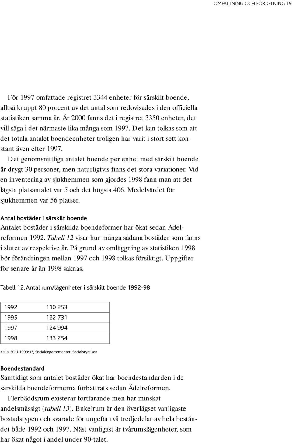 Det kan tolkas som att det totala antalet boendeenheter troligen har varit i stort sett konstant även efter 1997.