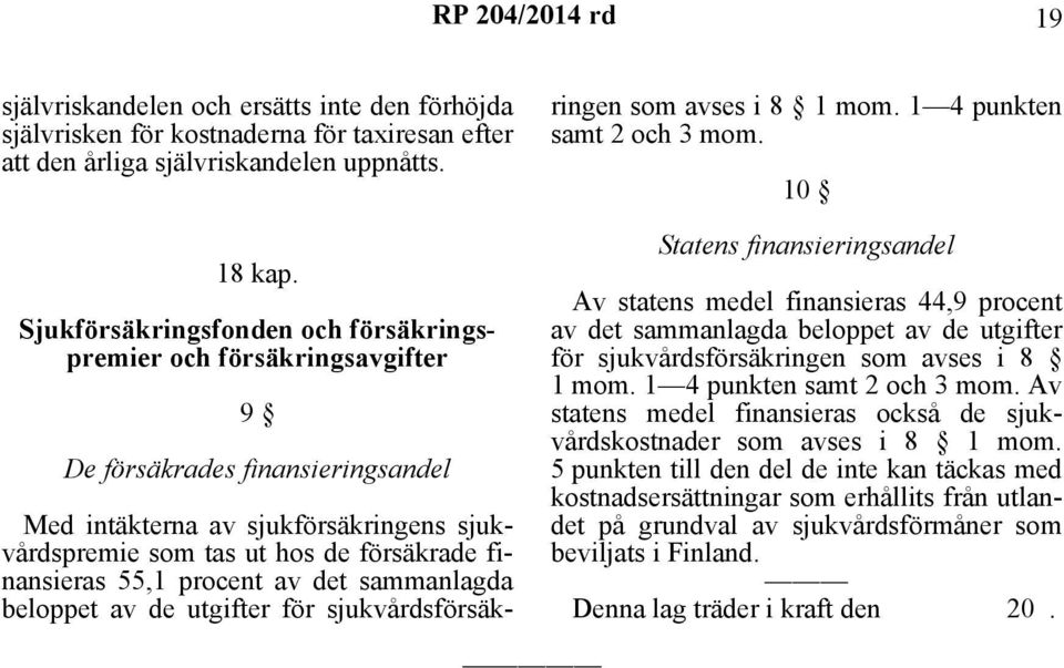 55,1 procent av det sammanlagda beloppet av de utgifter för sjukvårdsförsäkringen som avses i 8 1 mom. 1 4 punkten samt 2 och 3 mom.