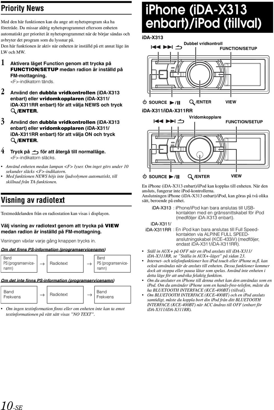 Den här funktionen är aktiv när enheten är inställd på ett annat läge än LW och MW. 1 Aktivera läget Function genom att trycka på FUNCTION/SETUP medan radion är inställd på FM-mottagning.