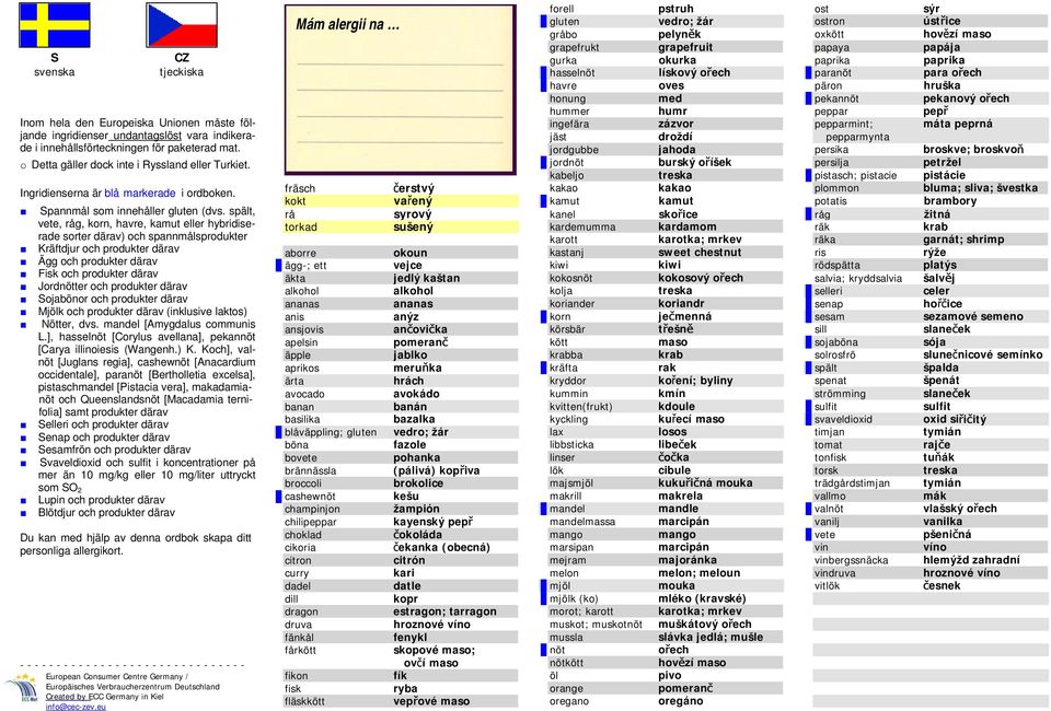 bluma; sliva; švestka vařený kamut brambory syrový skořice žitná vete, g, korn, havre, kamut eller hybridise- sušený kardemumma kardamom krab rade karotka; mrkev garnát; shrimp okoun sweet chestnut