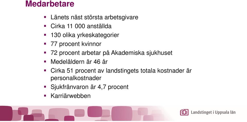 Akademiska sjukhuset Medelåldern är 46 år Cirka 51 procent av