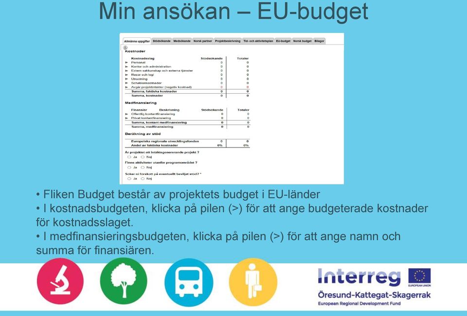 budgeterade kostnader för kostnadsslaget.