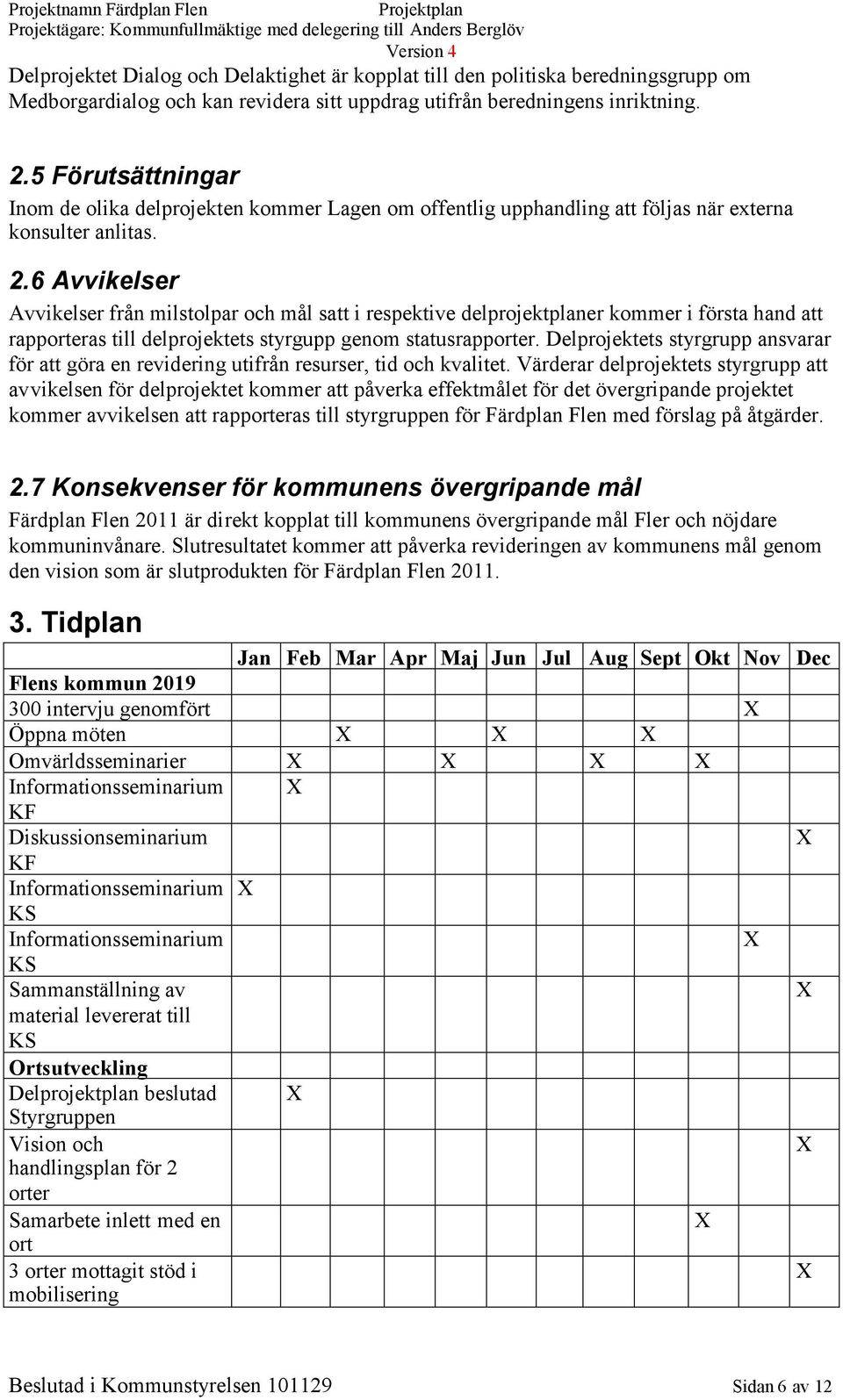 6 Avvikelser Avvikelser från milstolpar och mål satt i respektive delprojektplaner kommer i första hand att rapporteras till delprojektets styrgupp genom statusrapporter.