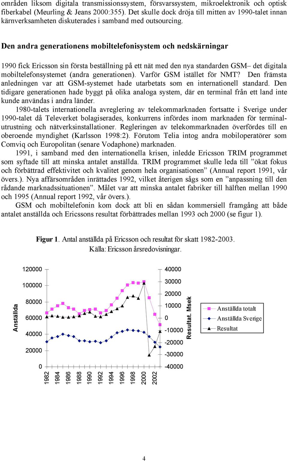 Den andra generationens mobiltelefonisystem och nedskärningar 1990 fick Ericsson sin första beställning på ett nät med den nya standarden GSM det digitala mobiltelefonsystemet (andra generationen).