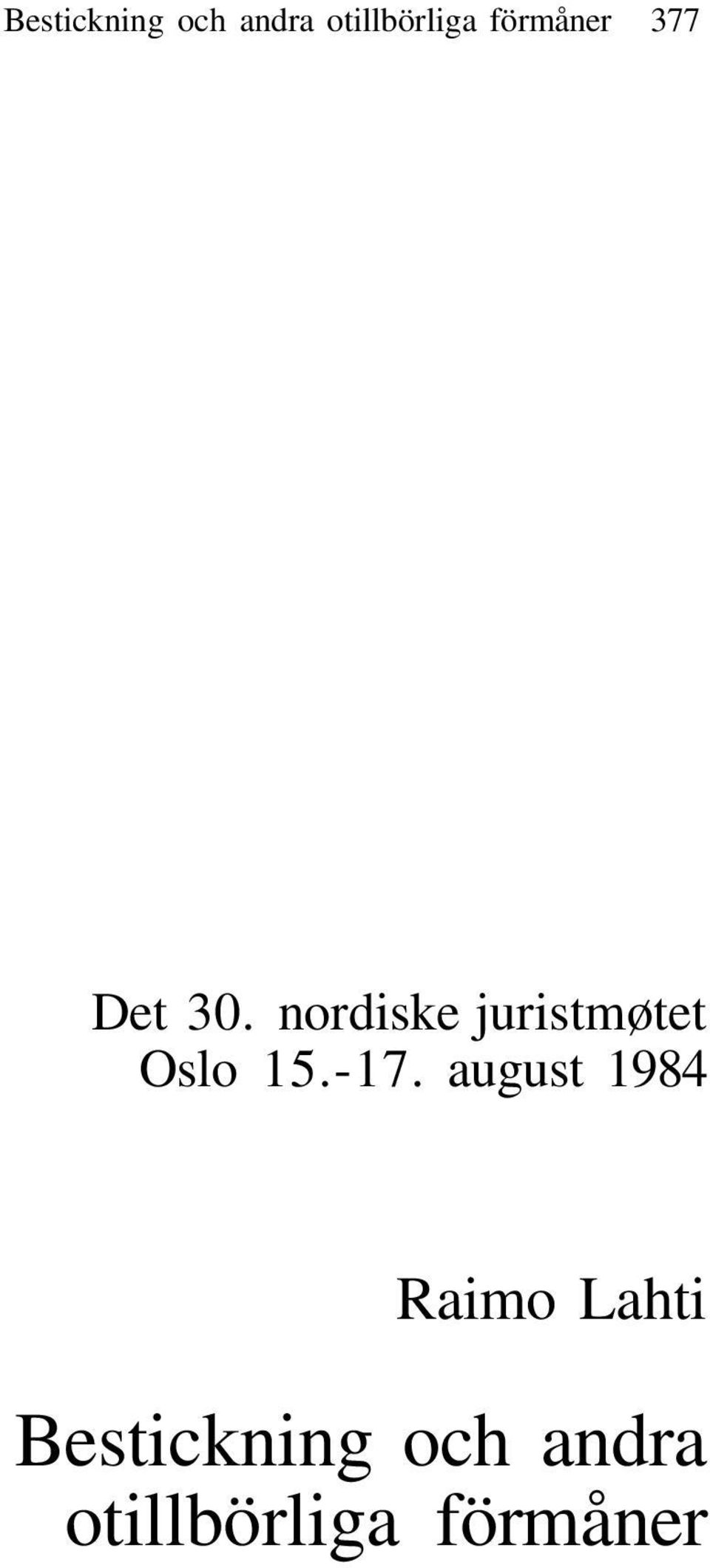 nordiske juristmøtet Oslo 15.-17.