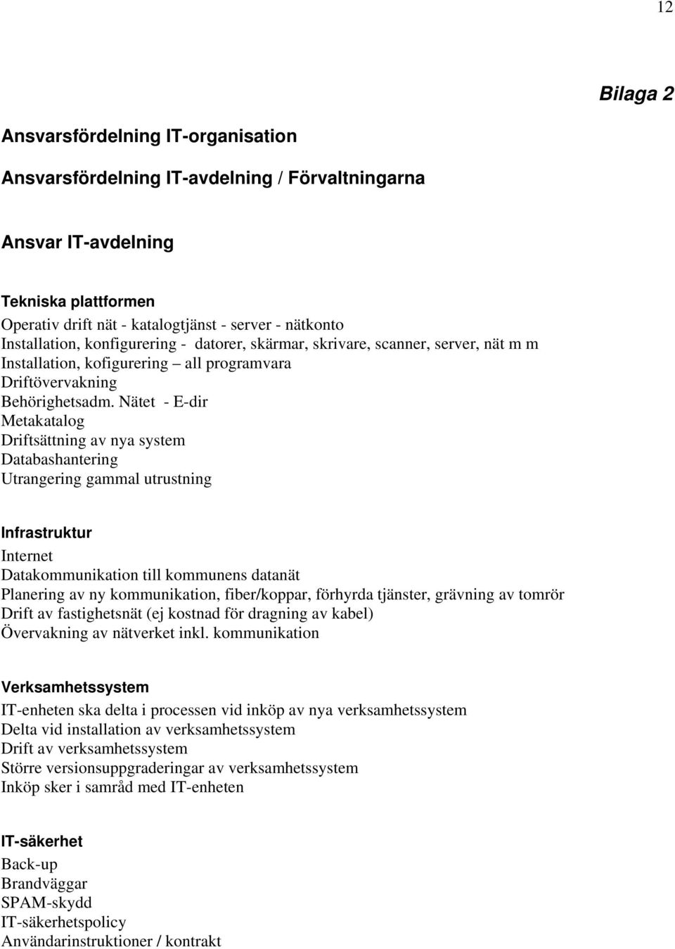 Nätet - E-dir Metakatalog Driftsättning av nya system Databashantering Utrangering gammal utrustning Infrastruktur Internet Datakommunikation till kommunens datanät Planering av ny kommunikation,