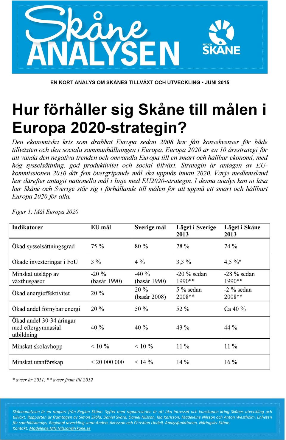 Europa 2020 är en 10 årsstrategi för att vända den negativa trenden och omvandla Europa till en smart och hållbar ekonomi, med hög sysselsättning, god produktivitet och social tillväxt.