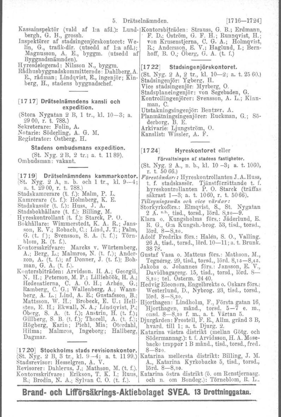 (utsedd af hoff, B. O.; Oberg, G. A. (t. f.) Byggnadsnämnden). Hlresdelegerad: Nilss?n N., byggm. [1722J Stadsingenjörskontoret. Radhusobyggnads~omm~tterad~: Da~~berg,.A. (St. Nyg. 2 A, 2 tr., kl.