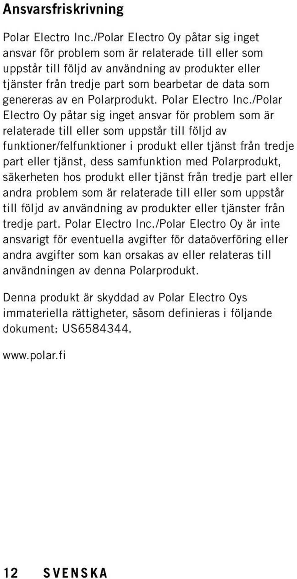 av en Polarprodukt. Polar Electro Inc.