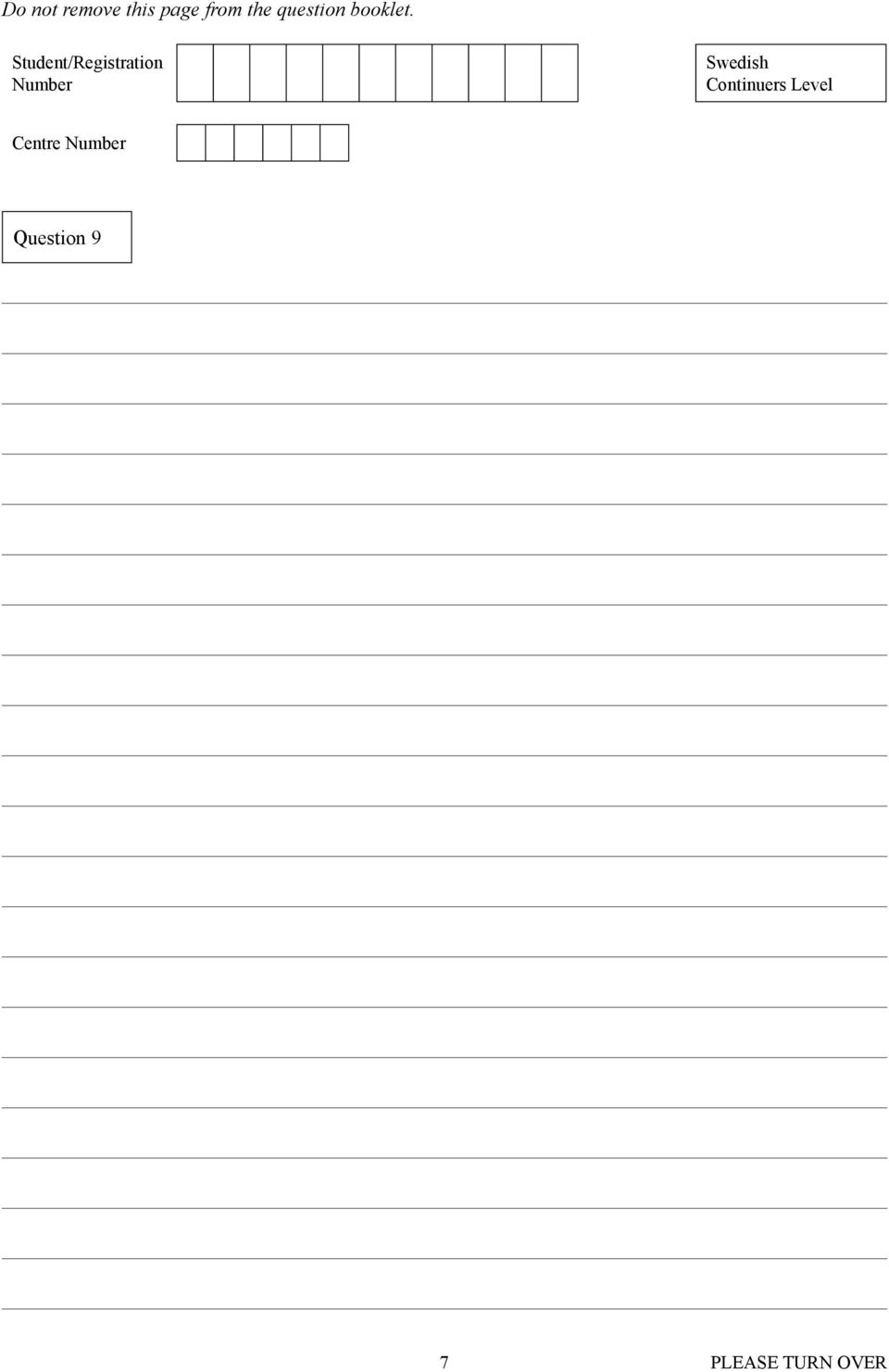 Student/Registration Number Swedish