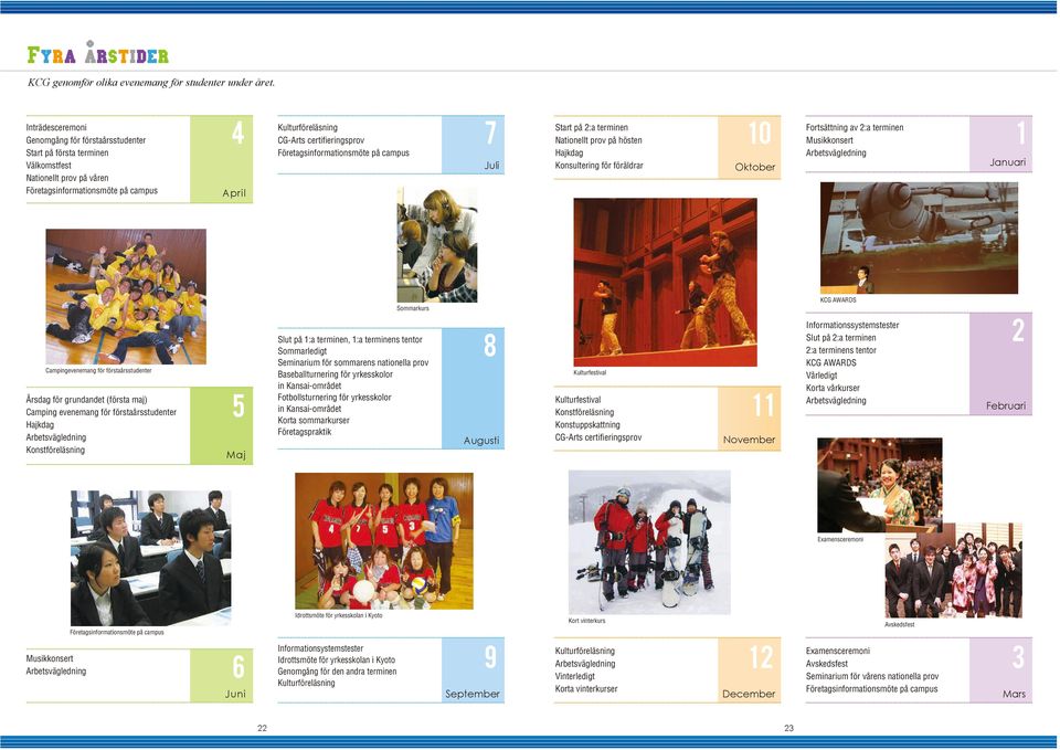 Företagsinformationsmöte på campus 7 Juli Start på 2:a terminen Nationellt prov på hösten Hajkdag Konsultering för föräldrar 10 Oktober Fortsättning av 2:a terminen Musikkonsert Arbetsvägledning 1