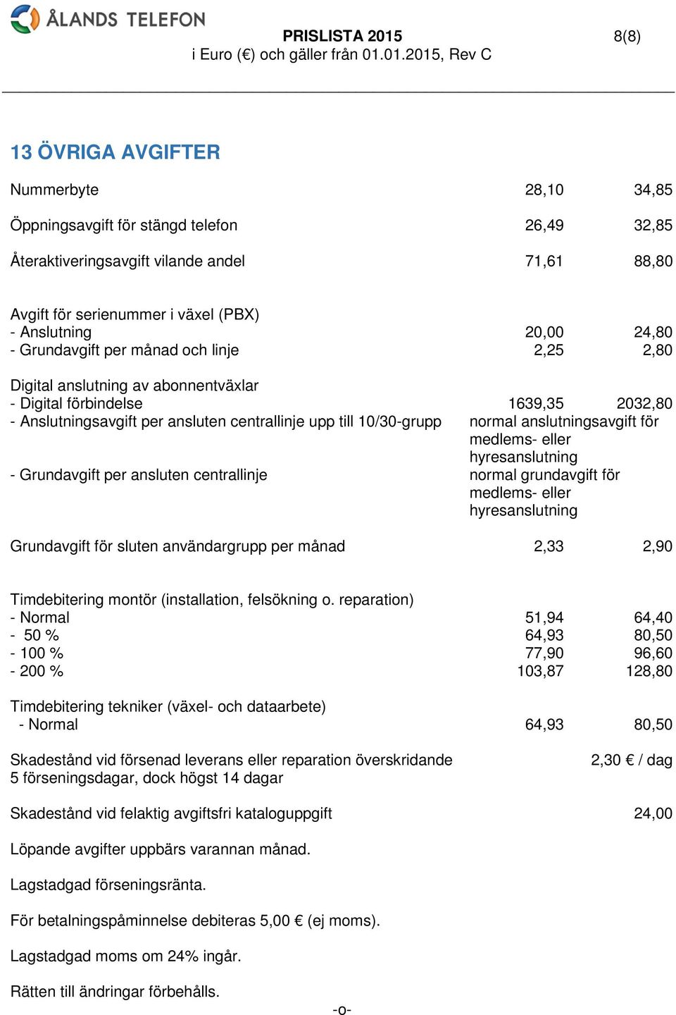 10/30-grupp normal anslutningsavgift för medlems- eller hyresanslutning - Grundavgift per ansluten centrallinje normal grundavgift för medlems- eller hyresanslutning Grundavgift för sluten