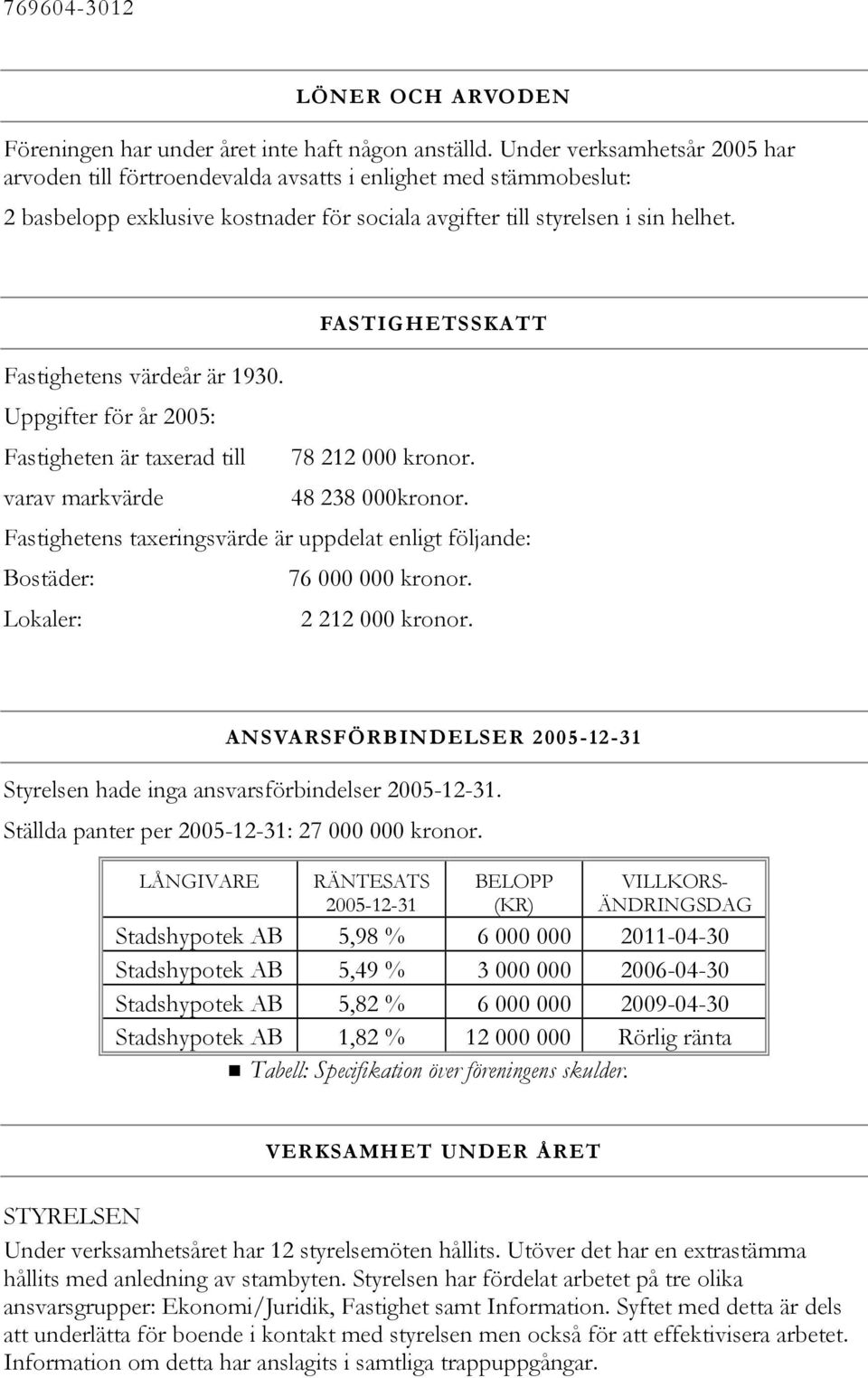 FASTIGHETSSKATT Fastighetens värdeår är 1930. Uppgifter för år 2005: Fastigheten är taxerad till 78 212 000 kronor. varav markvärde 48 238 000kronor.