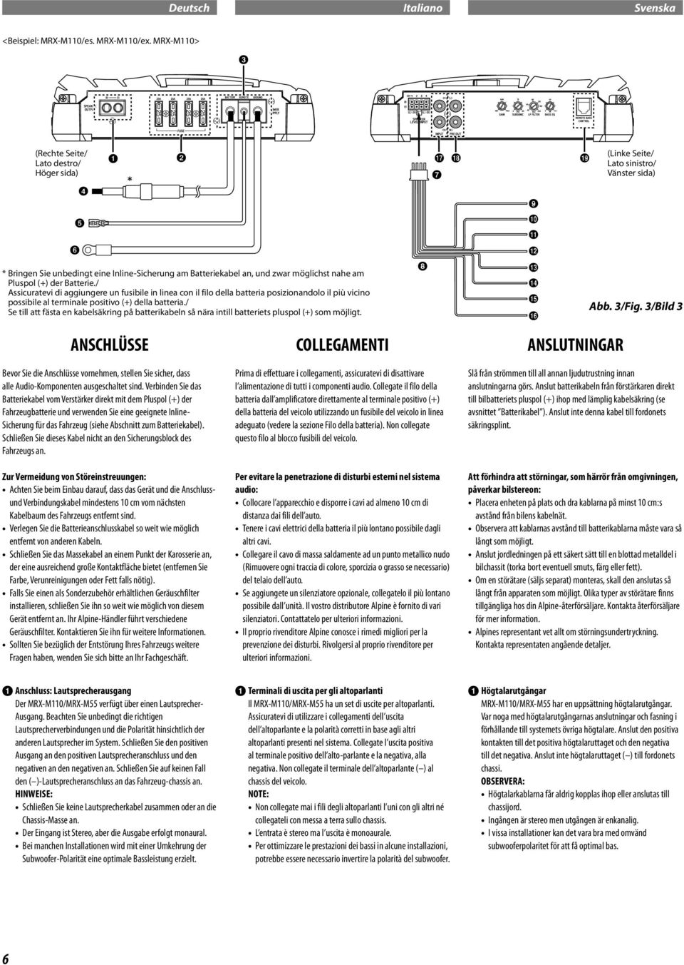 / Assicuratevi di aggiungere un fusibile in linea con il filo della batteria posizionandolo il più vicino possibile al terminale positivo (+) della batteria.