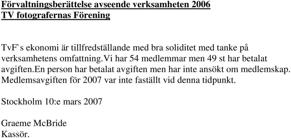 vi har 54 medlemmar men 49 st har betalat avgiften.