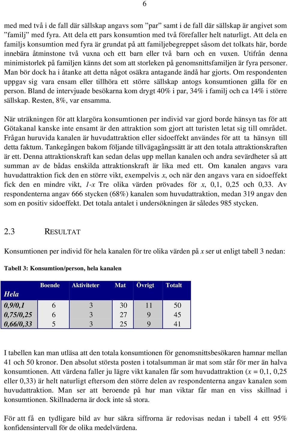 Utifrån denna minimistorlek på familjen känns det som att storleken på genomsnittsfamiljen är fyra personer. Man bör dock ha i åtanke att detta något osäkra antagande ändå har gjorts.