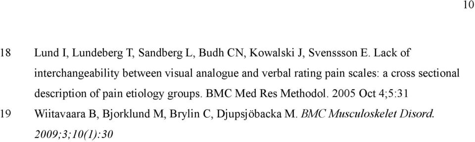 cross sectional description of pain etiology groups. BMC Med Res Methodol.