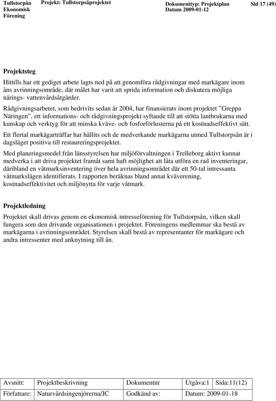 Rådgivningsarbetet, som bedrivits sedan år 2004, har finansierats inom projektet Greppa Näringen, ett informations- och rådgivningsprojekt syftande till att stötta lantbrukarna med kunskap och