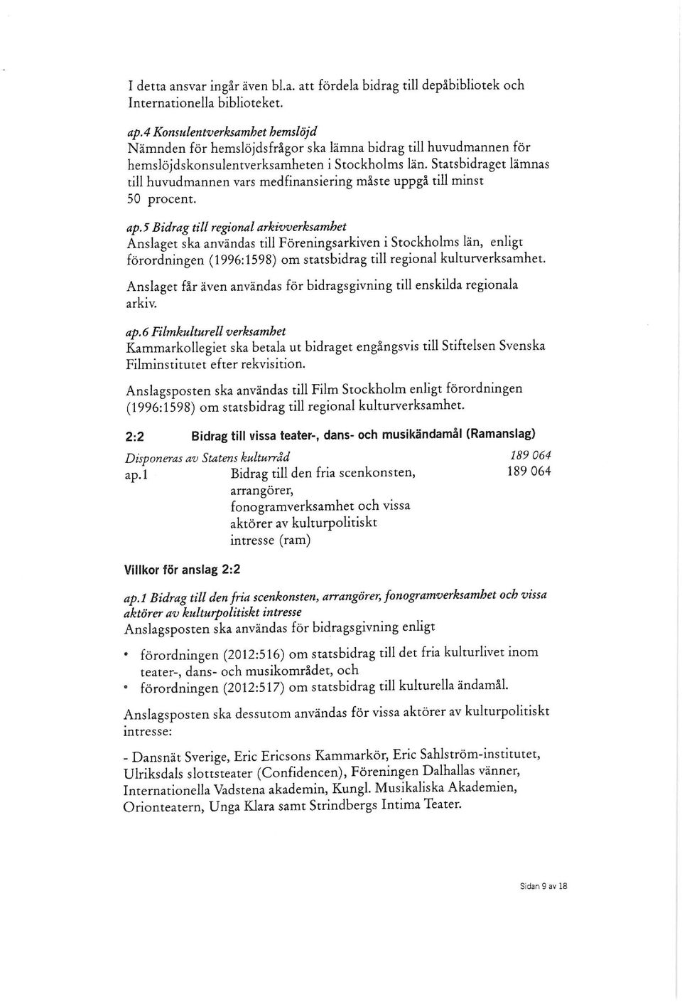 Statsbidraget lämnas till huvudmannen vars medfinanslering måste uppgå till minst 50 procent. ap.