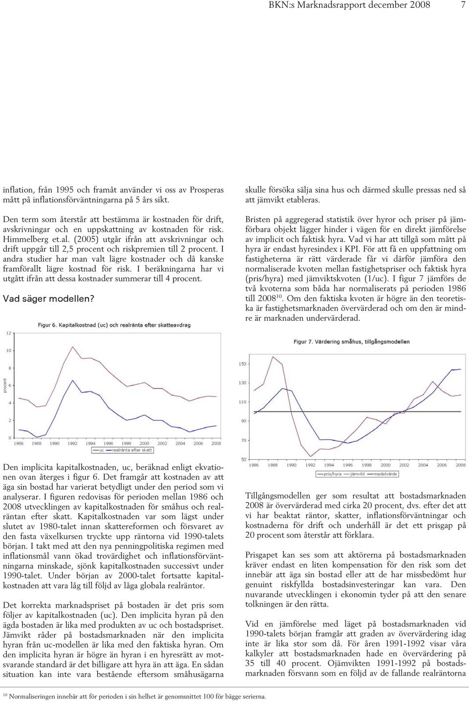 (2005) utgår ifrån att avskrivningar och drift uppgår till 2,5 procent och riskpremien till 2 procent. I andra studier har man valt lägre kostnader och då kanske framförallt lägre kostnad för risk.