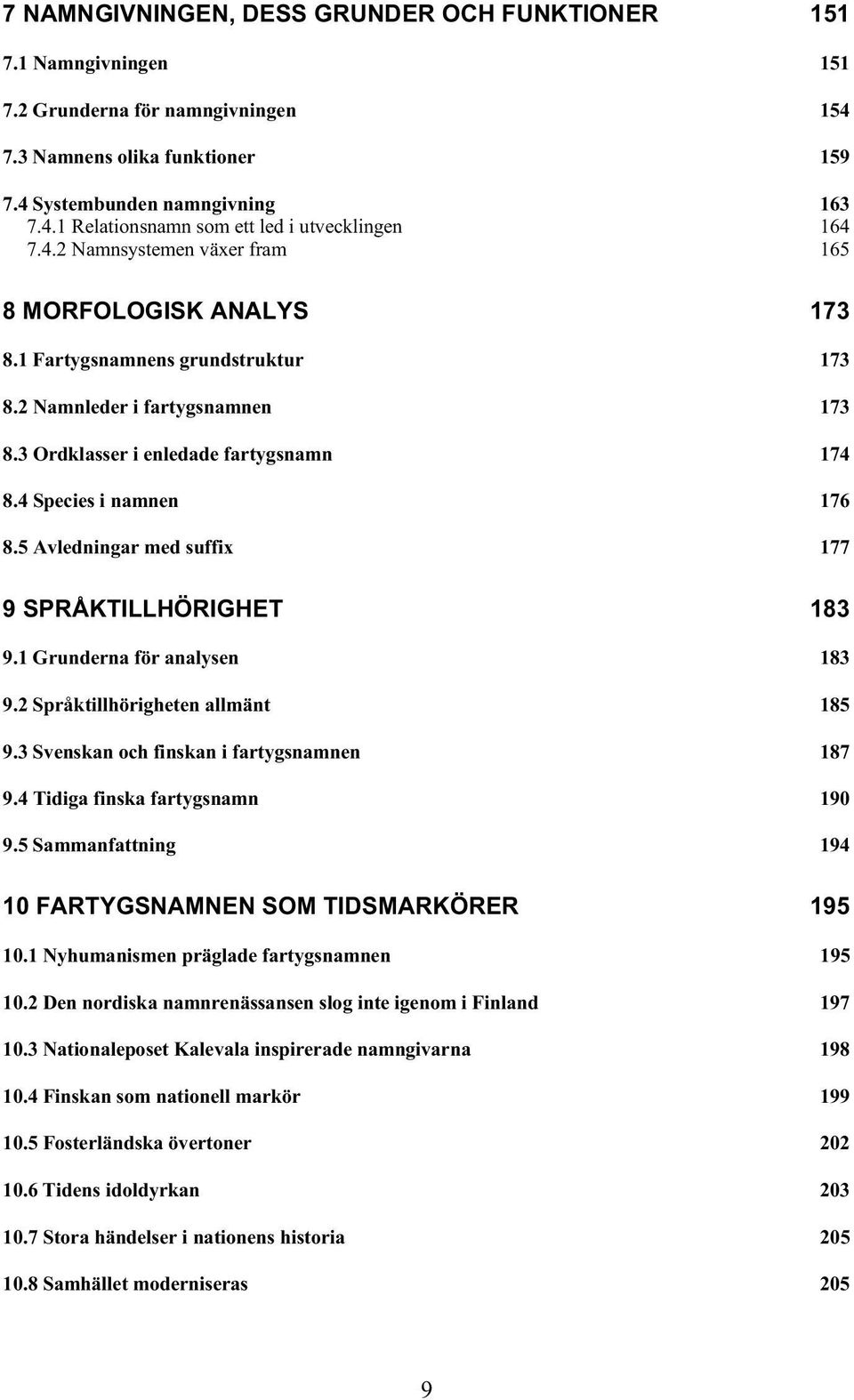 5 Avledningar med suffix 177 9 SPRÅKTILLHÖRIGHET 183 9.1 Grunderna för analysen 183 9.2 Språktillhörigheten allmänt 185 9.3 Svenskan och finskan i fartygsnamnen 187 9.