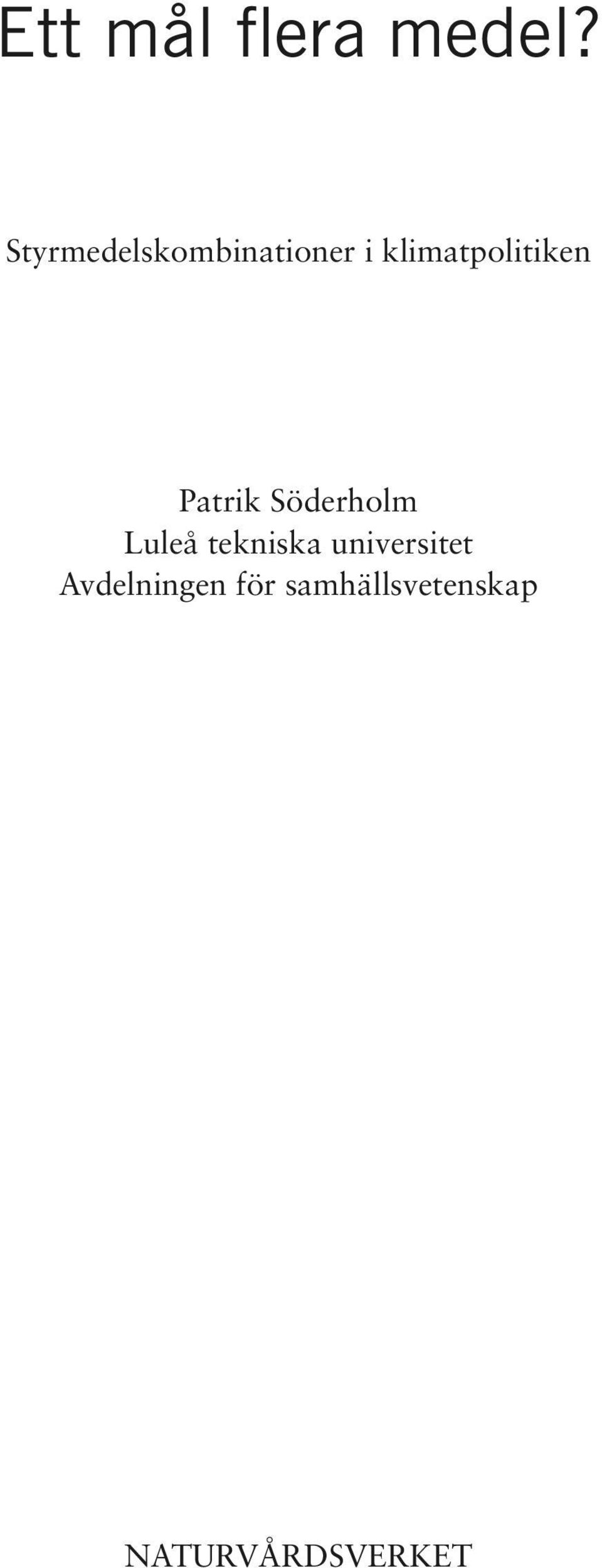 klimatpolitiken Patrik Söderholm Luleå