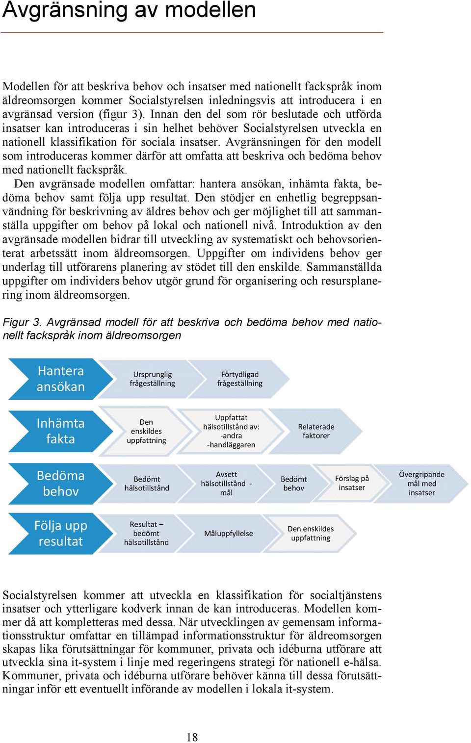 Avgränsningen för den modell som introduceras kommer därför att omfatta att beskriva och bedöma behov med nationellt fackspråk.