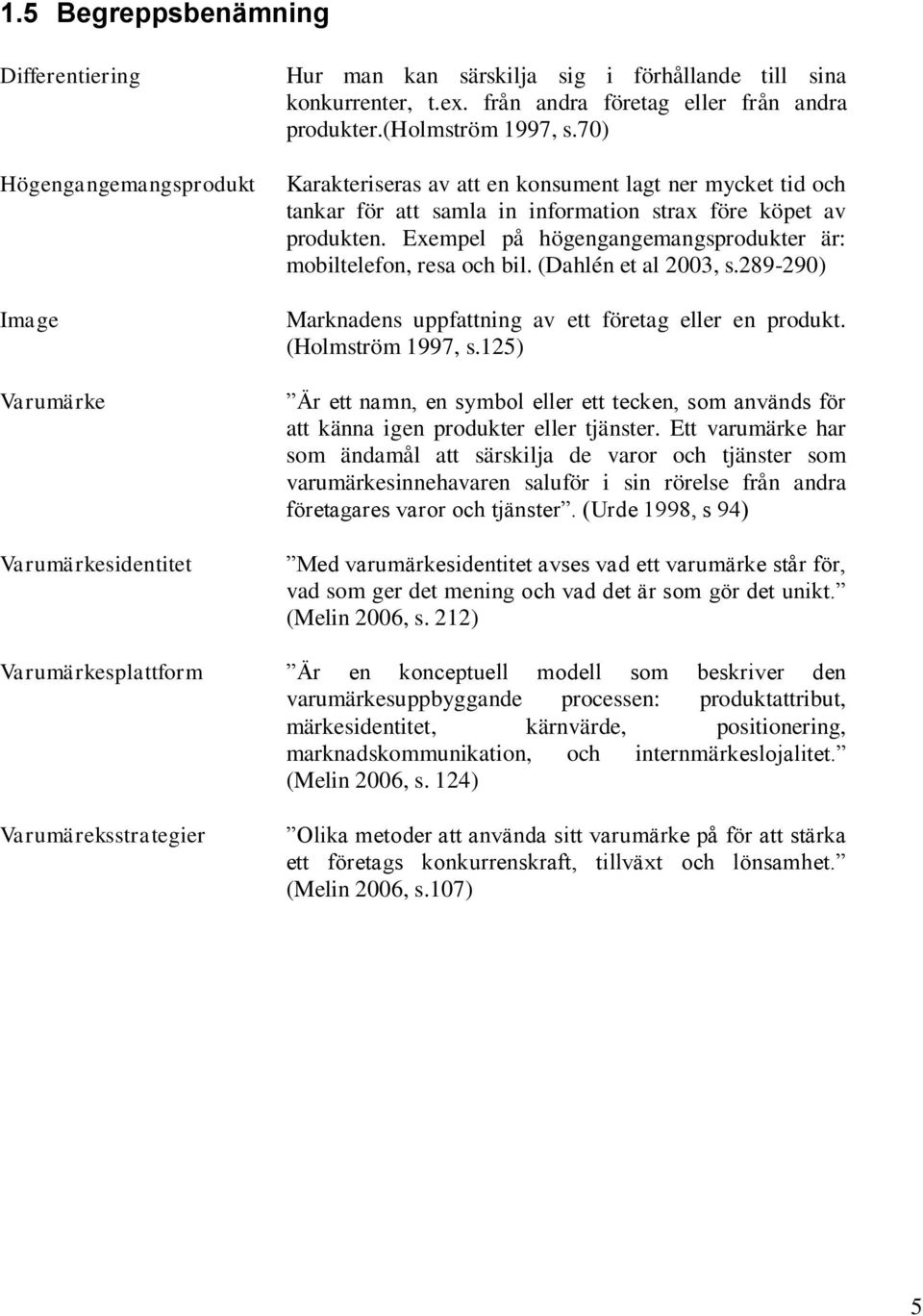 Exempel på högengangemangsprodukter är: mobiltelefon, resa och bil. (Dahlén et al 2003, s.289-290) Marknadens uppfattning av ett företag eller en produkt. (Holmström 1997, s.