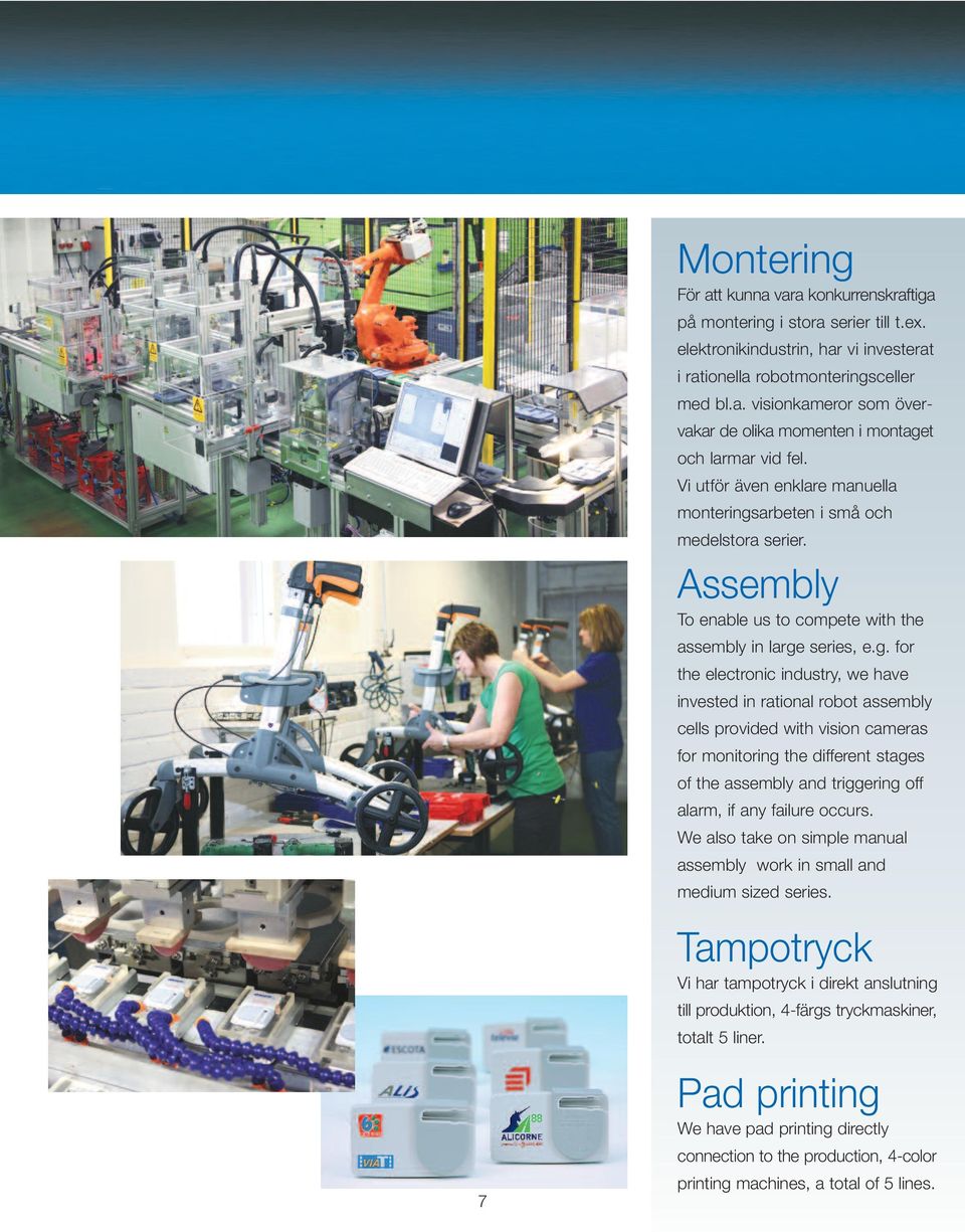 arbeten i små och medelstora serier. Assembly To enable us to compete with the assembly in large