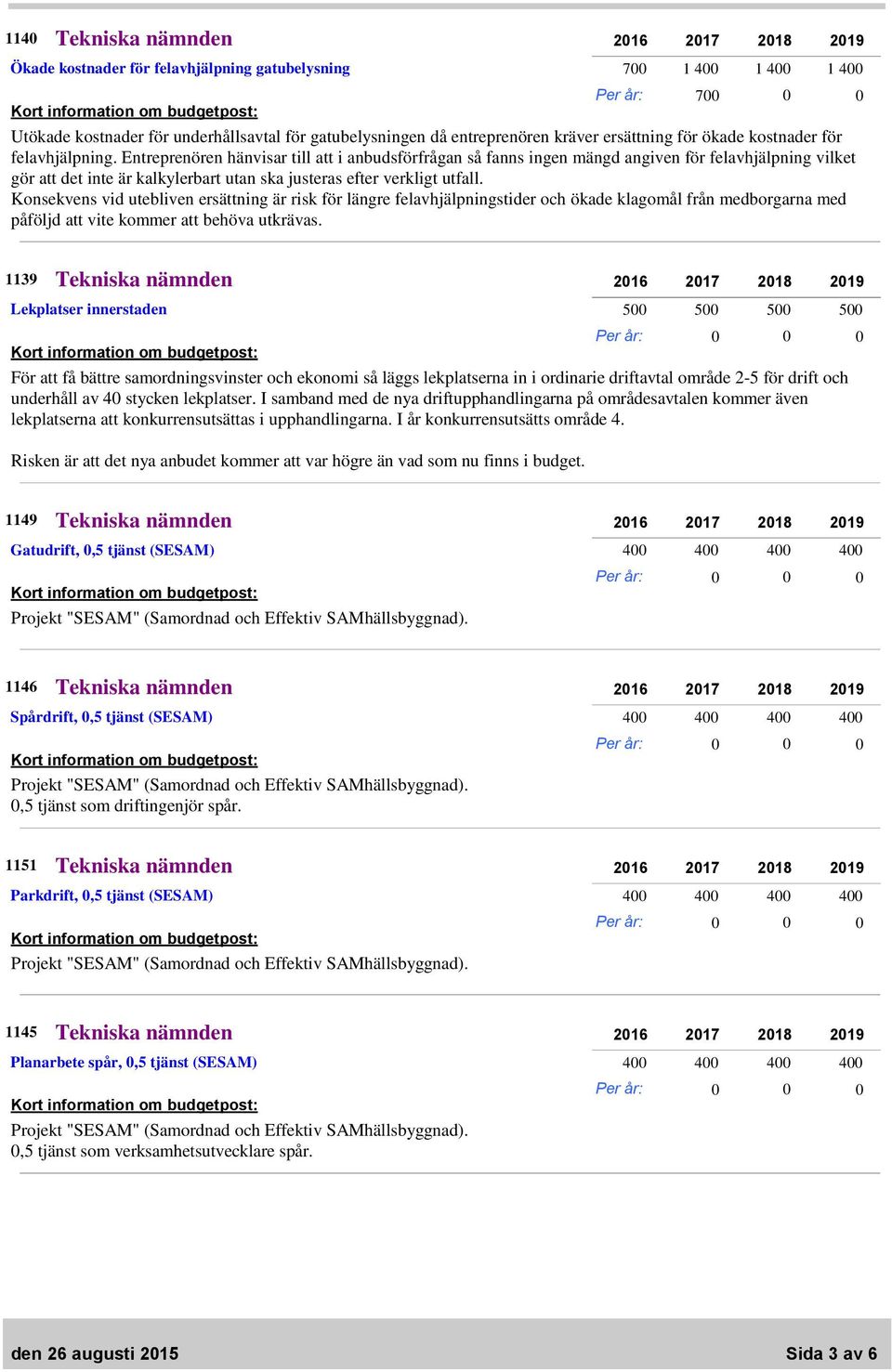 Entreprenören hänvisar till att i anbudsförfrågan så fanns ingen mängd angiven för felavhjälpning vilket gör att det inte är kalkylerbart utan ska justeras efter verkligt utfall.