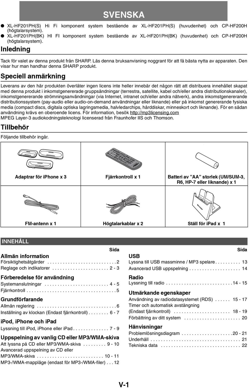 Läs denna bruksanvisning noggrant för att få bästa nytta av apparaten. Den visar hur man handhar denna SHARP produkt.