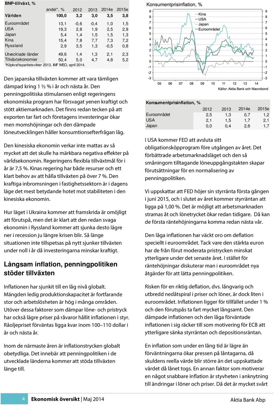 Den japanska tillväxten kommer att vara tämligen dämpad kring 1 ½ % i år och nästa år.