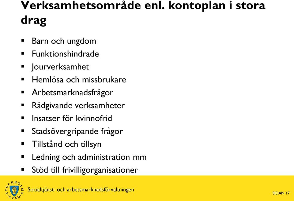 Hemlösa och missbrukare Arbetsmarknadsfrågor Rådgivande verksamheter