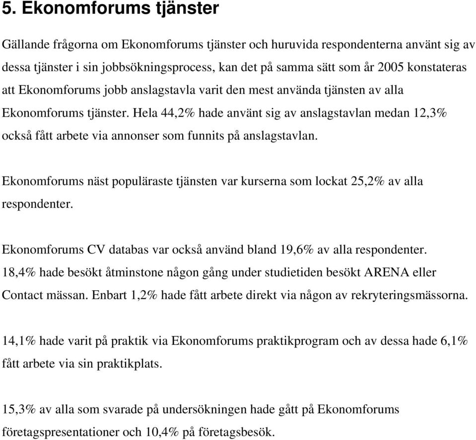 Hela 44,2% hade använt sig av anslagstavlan medan 12,3% också fått arbete via annonser som funnits på anslagstavlan.