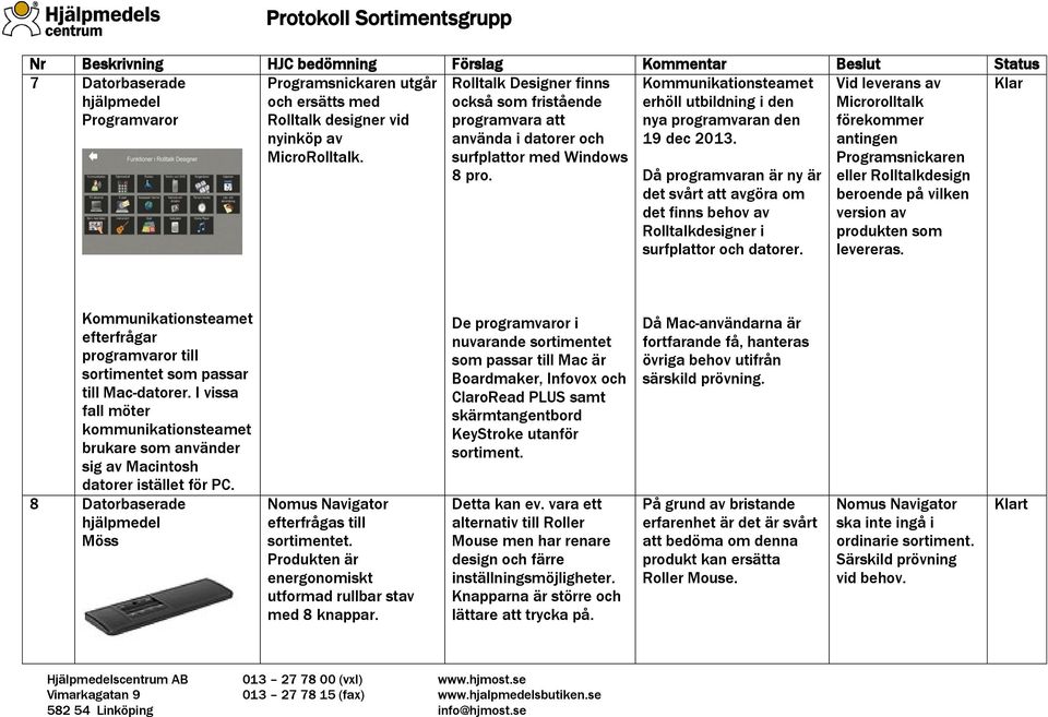 Då programvaran är ny är det svårt att avgöra om det finns behov av Rolltalkdesigner i surfplattor och datorer.