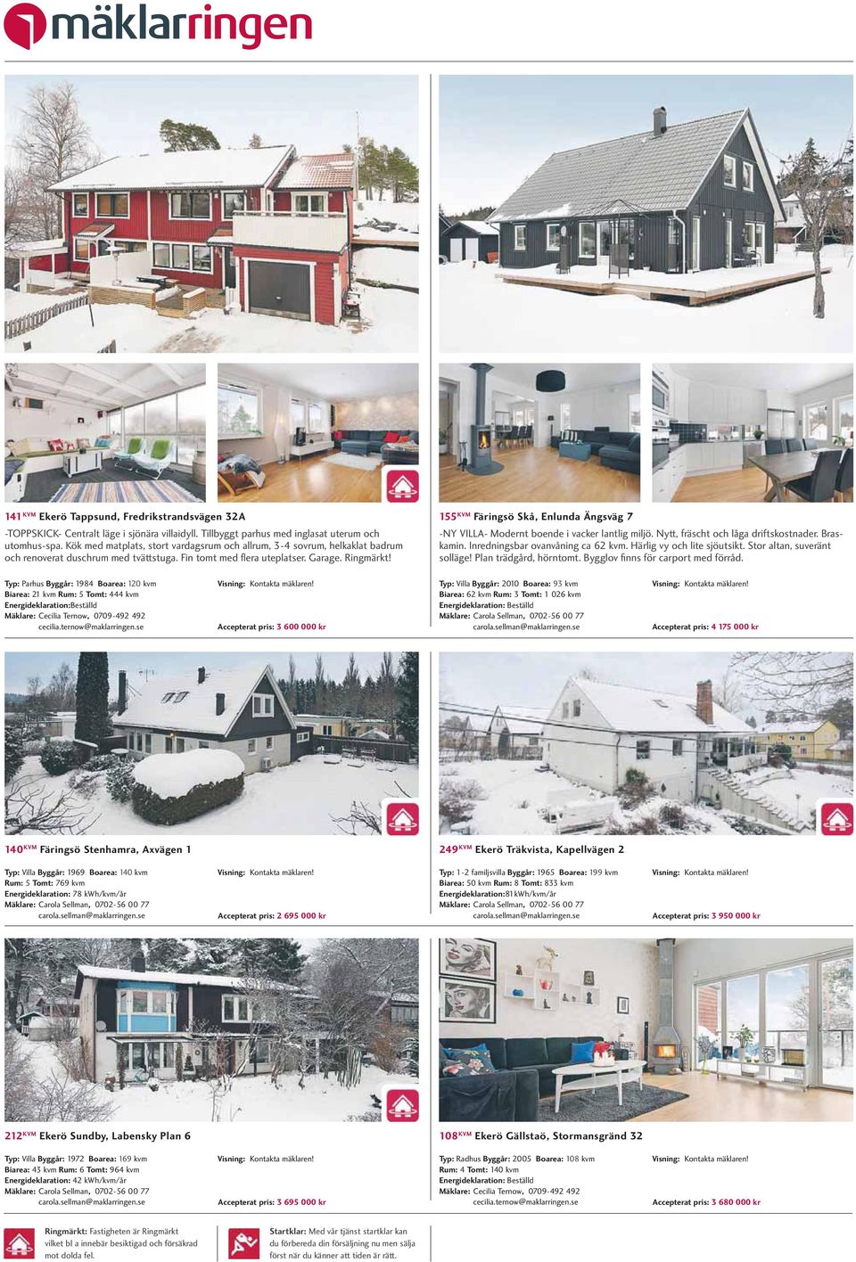 155 KVM Färingsö Skå, Enlunda Ängsväg 7 -NY VILLA- Modernt boende i vacker lantlig miljö. Nytt, fräscht och låga driftskostnader. Braskamin. Inredningsbar ovanvåning ca 62 kvm.