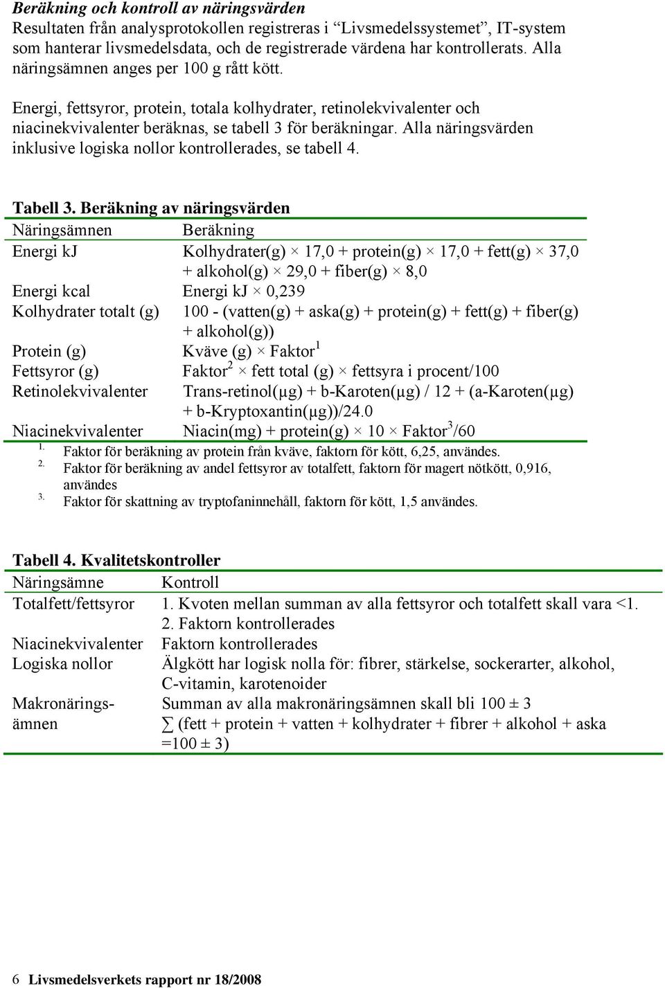Alla näringsvärden inklusive logiska nollor kontrollerades, se tabell 4. Tabell 3.