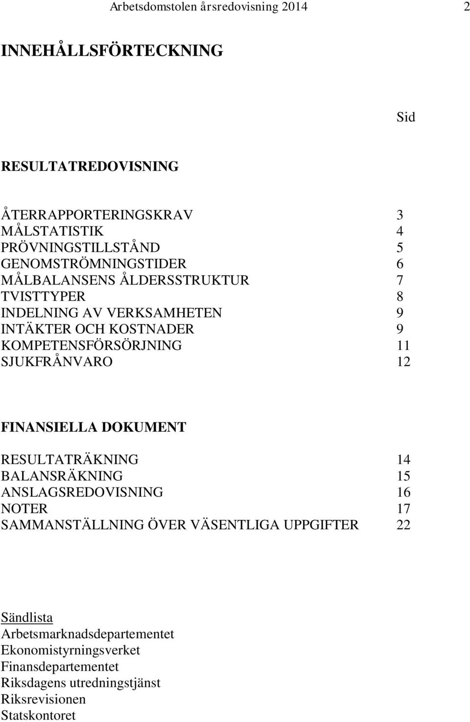 SJUKFRÅNVARO 12 FINANSIELLA DOKUMENT RESULTATRÄKNING 14 BALANSRÄKNING 15 ANSLAGSREDOVISNING 16 NOTER 17 SAMMANSTÄLLNING ÖVER VÄSENTLIGA