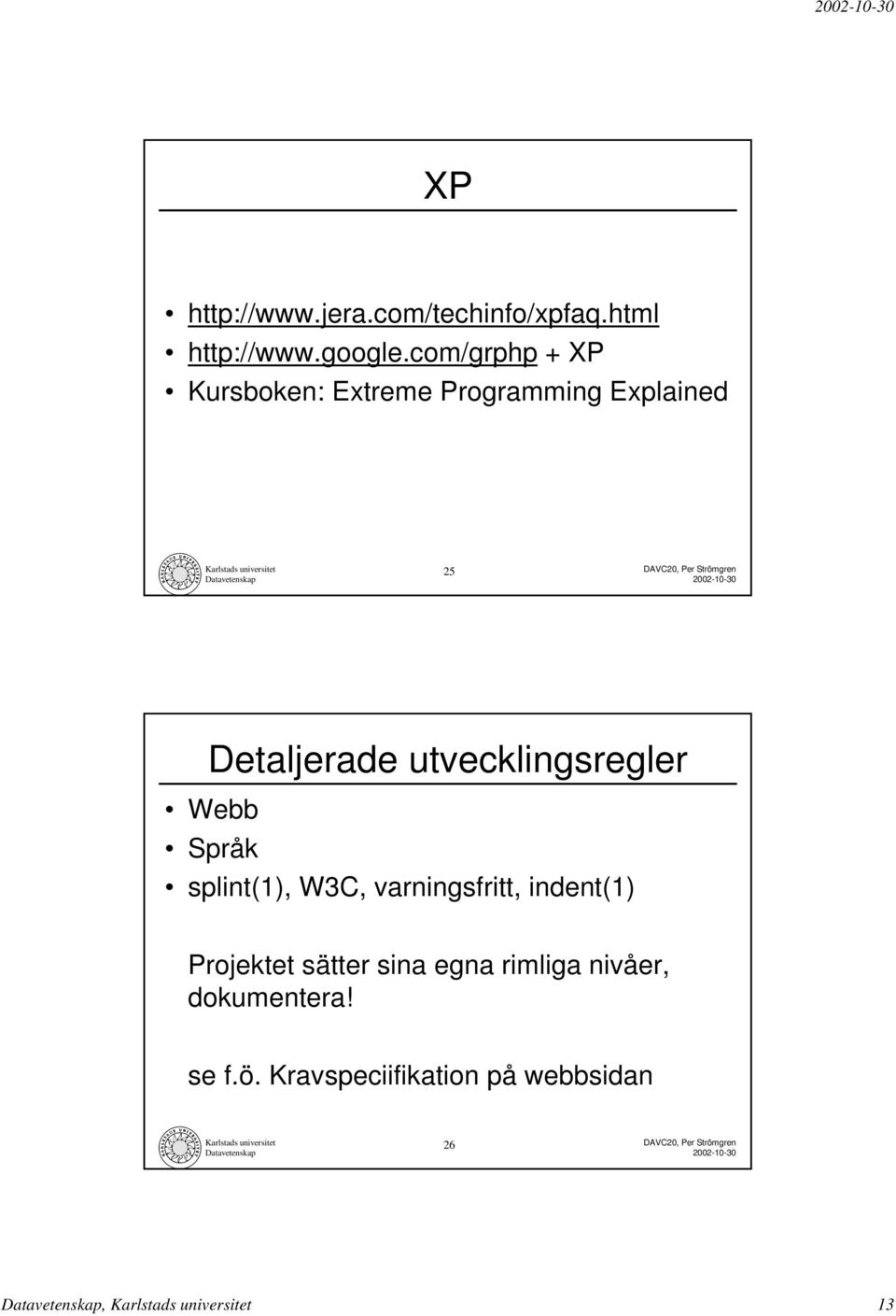 Detaljerade utvecklingsregler Webb Språk splint(1), W3C, varningsfritt, indent(1)