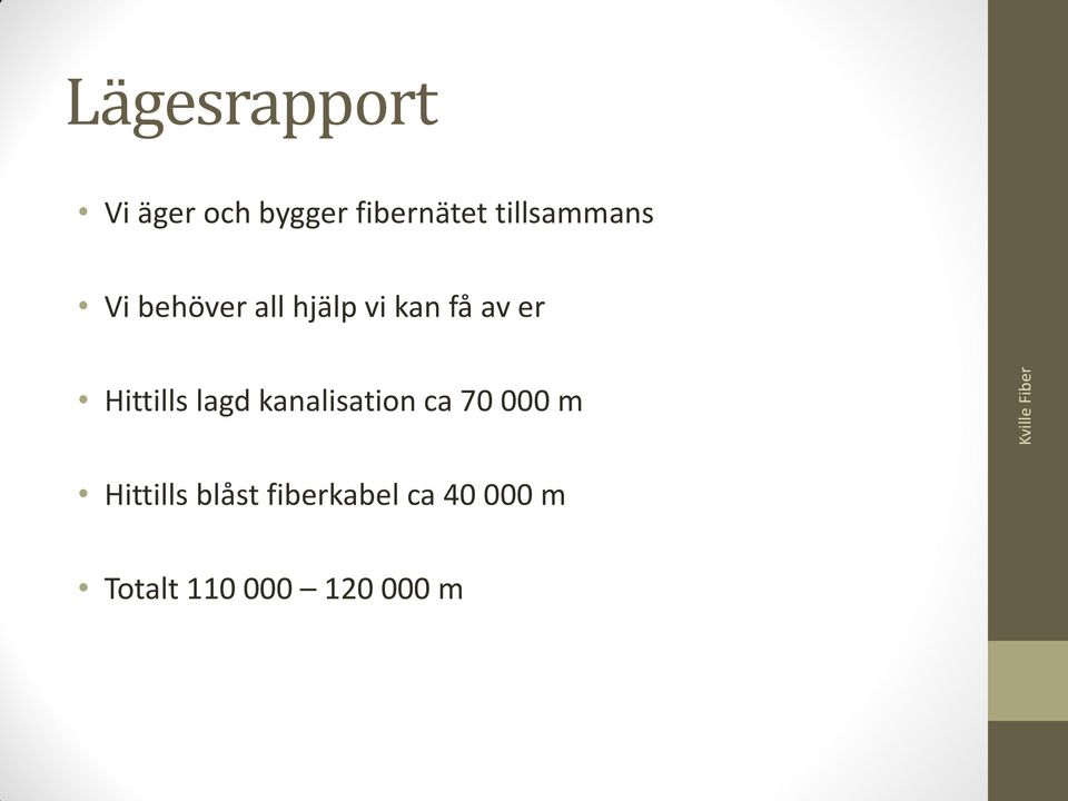 få av er Hittills lagd kanalisation ca 70 000 m