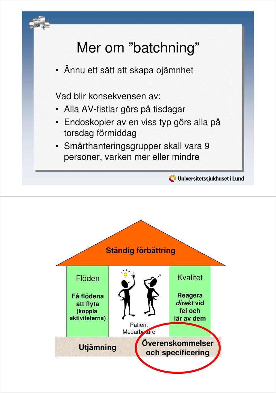 personer, varken mer eller mindre Ständig förbättring Flöden Få flödena att flyta (koppla aktiviteterna)