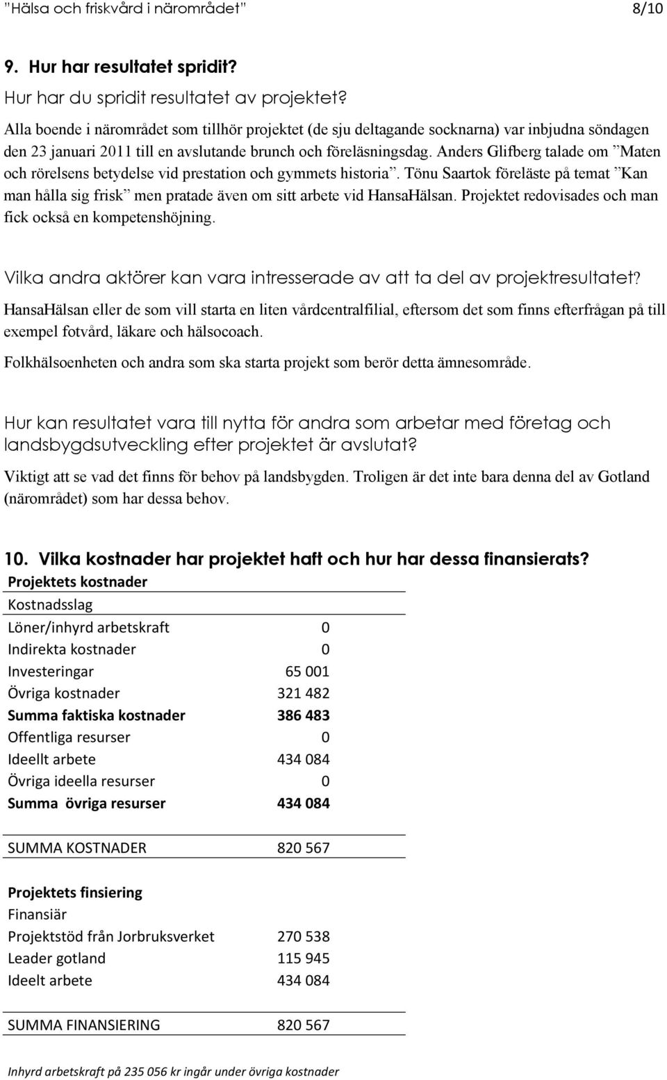 Anders Glifberg talade om Maten och rörelsens betydelse vid prestation och gymmets historia. Tönu Saartok föreläste på temat Kan man hålla sig frisk men pratade även om sitt arbete vid HansaHälsan.