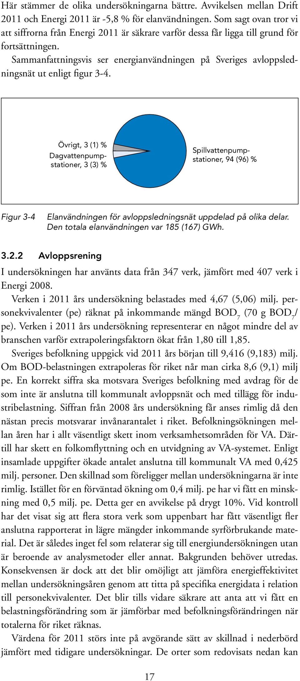 Sammanfattningsvis ser energianvändningen på Sveriges avloppsledningsnät ut enligt figur 3-4.