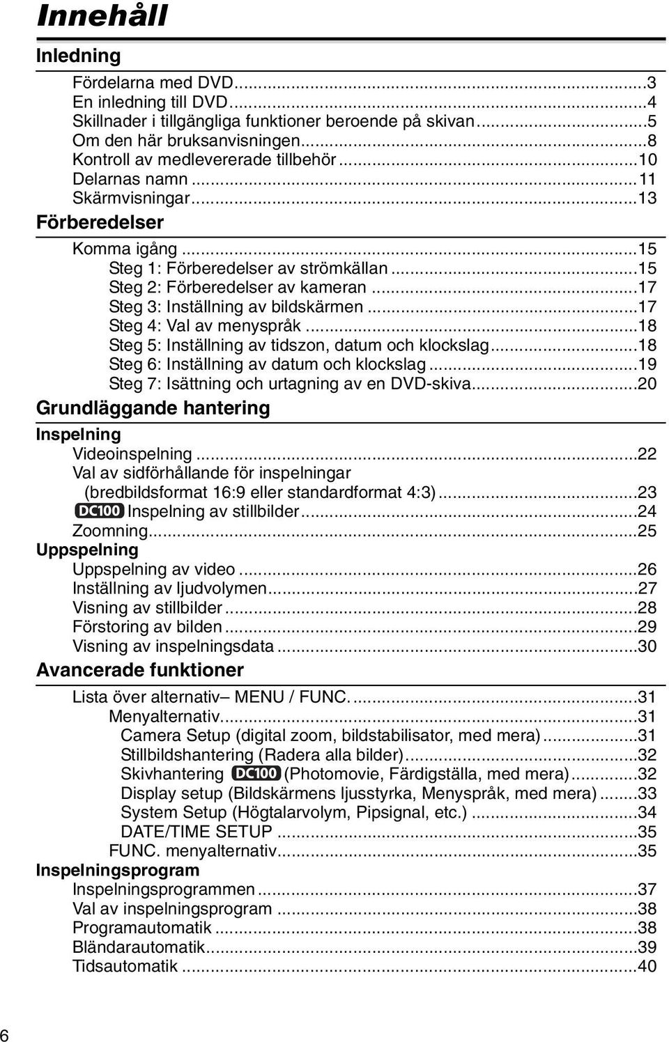 ..17 Steg 4: Val av menyspråk...18 Steg 5: Inställning av tidszon, datum och klockslag...18 Steg 6: Inställning av datum och klockslag...19 Steg 7: Isättning och urtagning av en DVD-skiva.