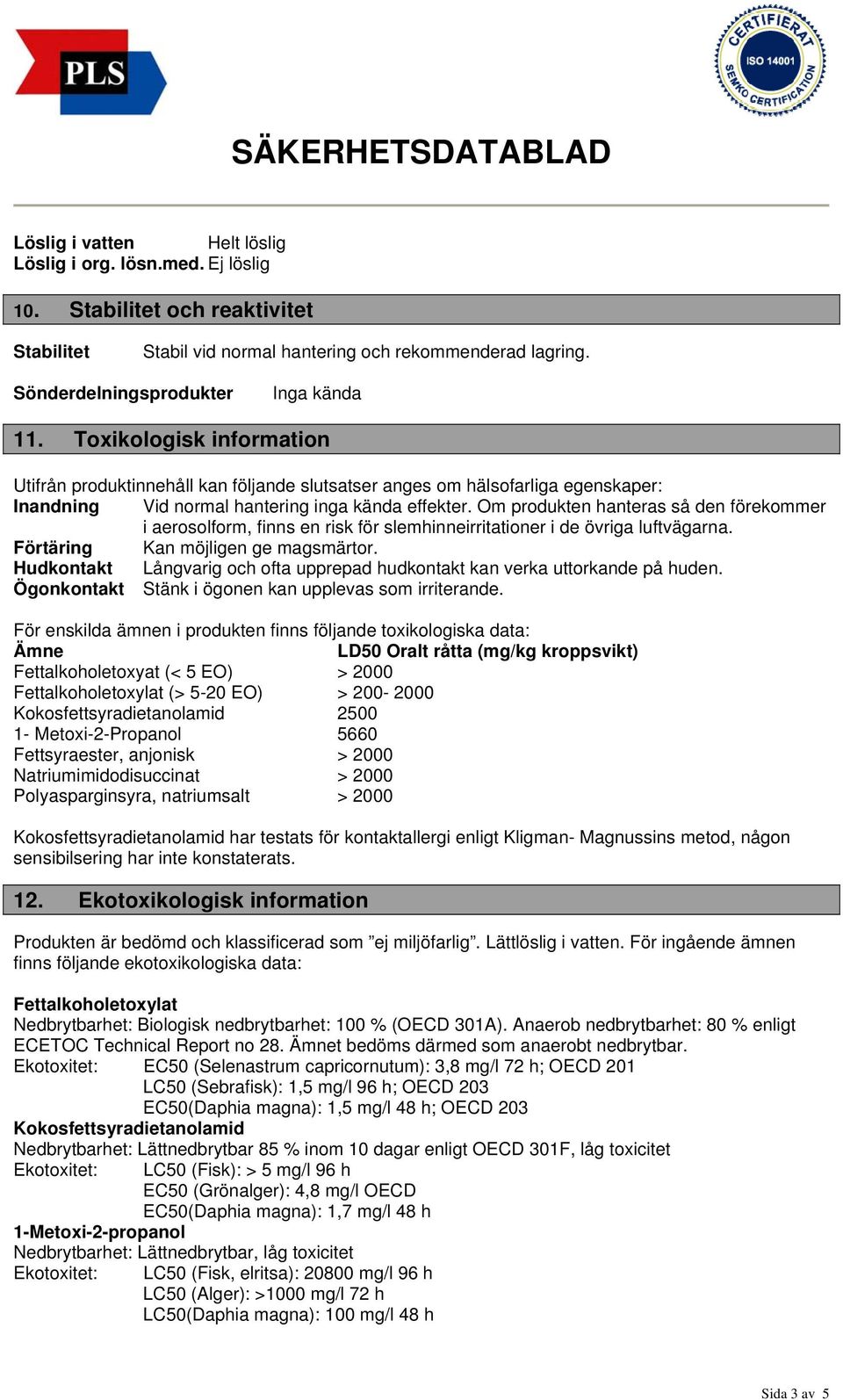 Om produkten hanteras så den förekommer i aerosolform, finns en risk för slemhinneirritationer i de övriga luftvägarna. Förtäring Kan möjligen ge magsmärtor.