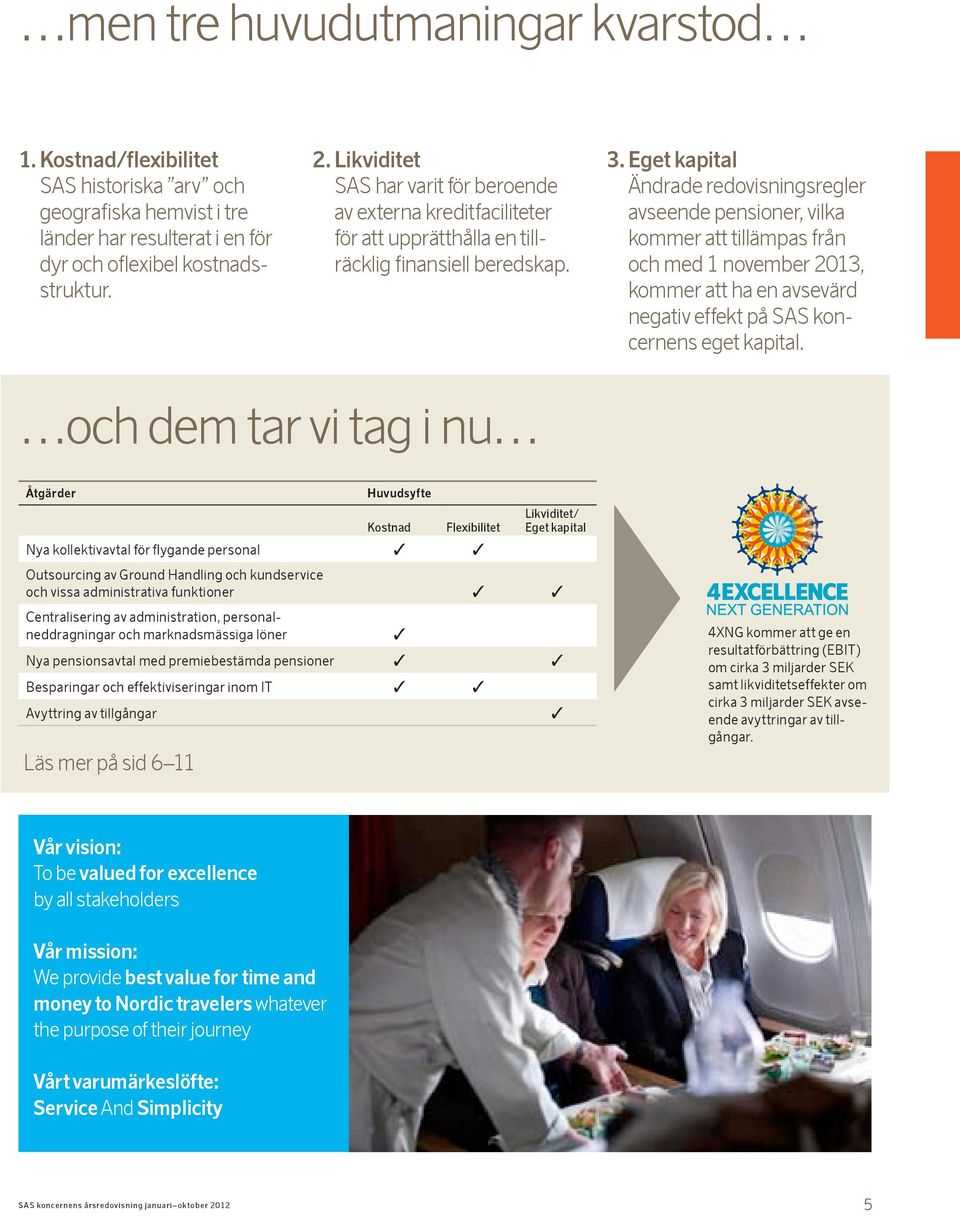 Eget kapital Ändrade redovisningsregler avseende pensioner, vilka kommer att tillämpas från och med 1 november 2013, kommer att ha en avsevärd negativ effekt på SAS koncernens eget kapital.