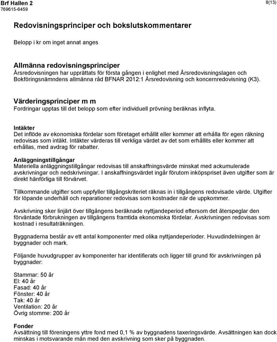 Värderingsprinciper m m Fordringar upptas till det belopp som efter individuell prövning beräknas inflyta.